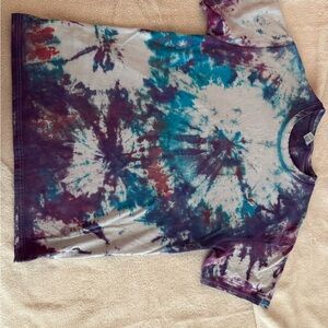 Gildan Blue and Purple Short Sleeve Tie-Dye Tee